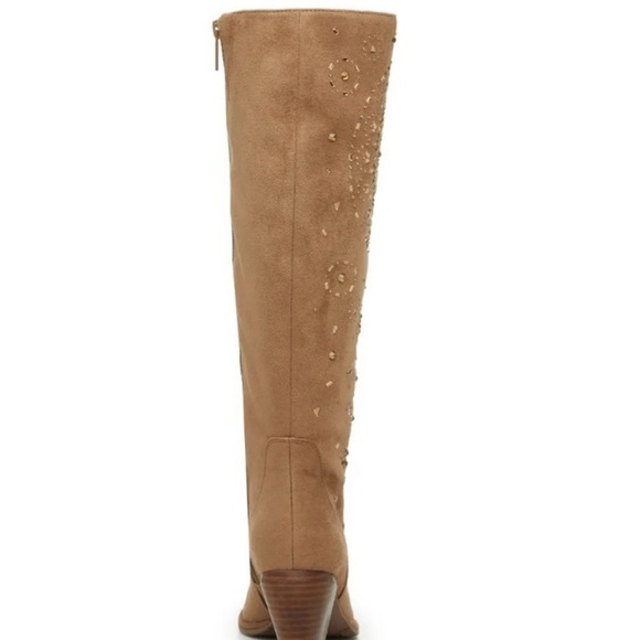 Tan  Suede Embellished Knee-High Boots - Picture 15 of 16